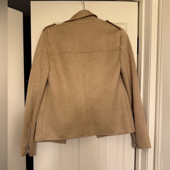 INC  Women's Faux Suede Moleskin Motorcycle Jacket Top Size M - Picture 4 of 5